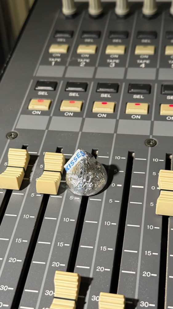 Hershey Kiss on a mixing console fader — your fader has a sweet spot