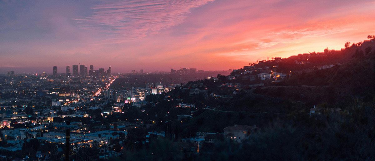 Photo of the Los Angeles from a hilltop at sunset